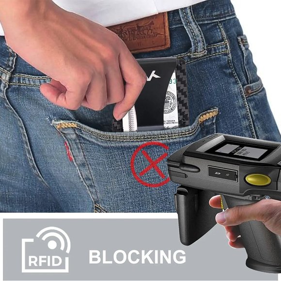 Carbon Fiber Wallet with Airtag Holder Case ,Slim Minimalist Wallet for Men - Picture 3 of 7